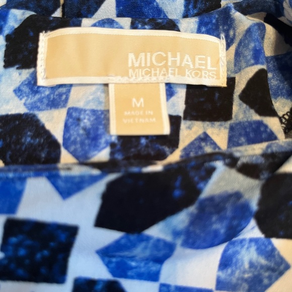 MICHAEL Michael Kors lightweight blues geometric print dress size M - Picture 3 of 5